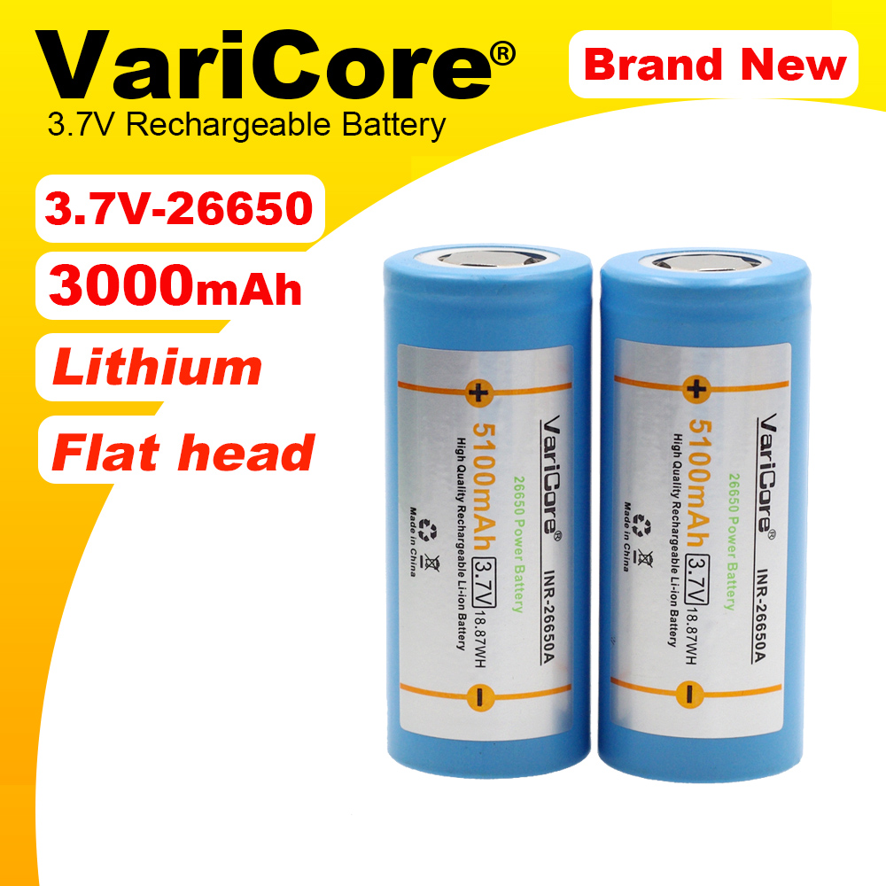 VariCore 26650A 5000mAh Li-ion 3,7 v batería recargable para linterna 20A 3,6 V baterías de alimentación