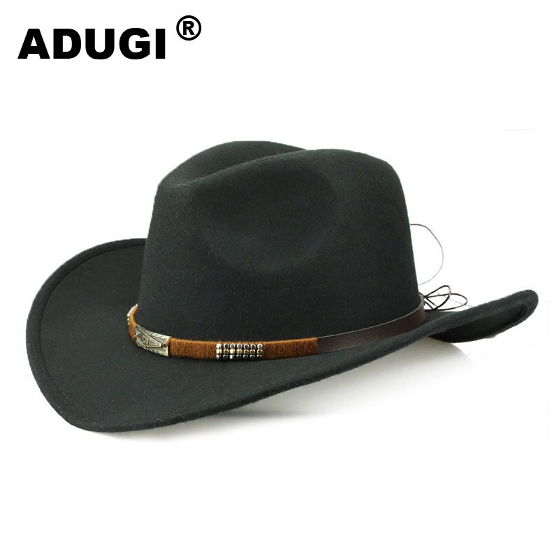 ADUGIMen y de las mujeres de lana de sombrero de vaquero Casual de primavera y verano sombrero de Europa y América, estilo de de viajes al aire libre protector solar: Black