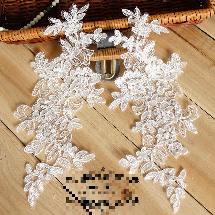 Flerfarvet fem par broderi blonder brudekjole håndlavet diy brude hovedbeklædning materiale blonder tilbehør