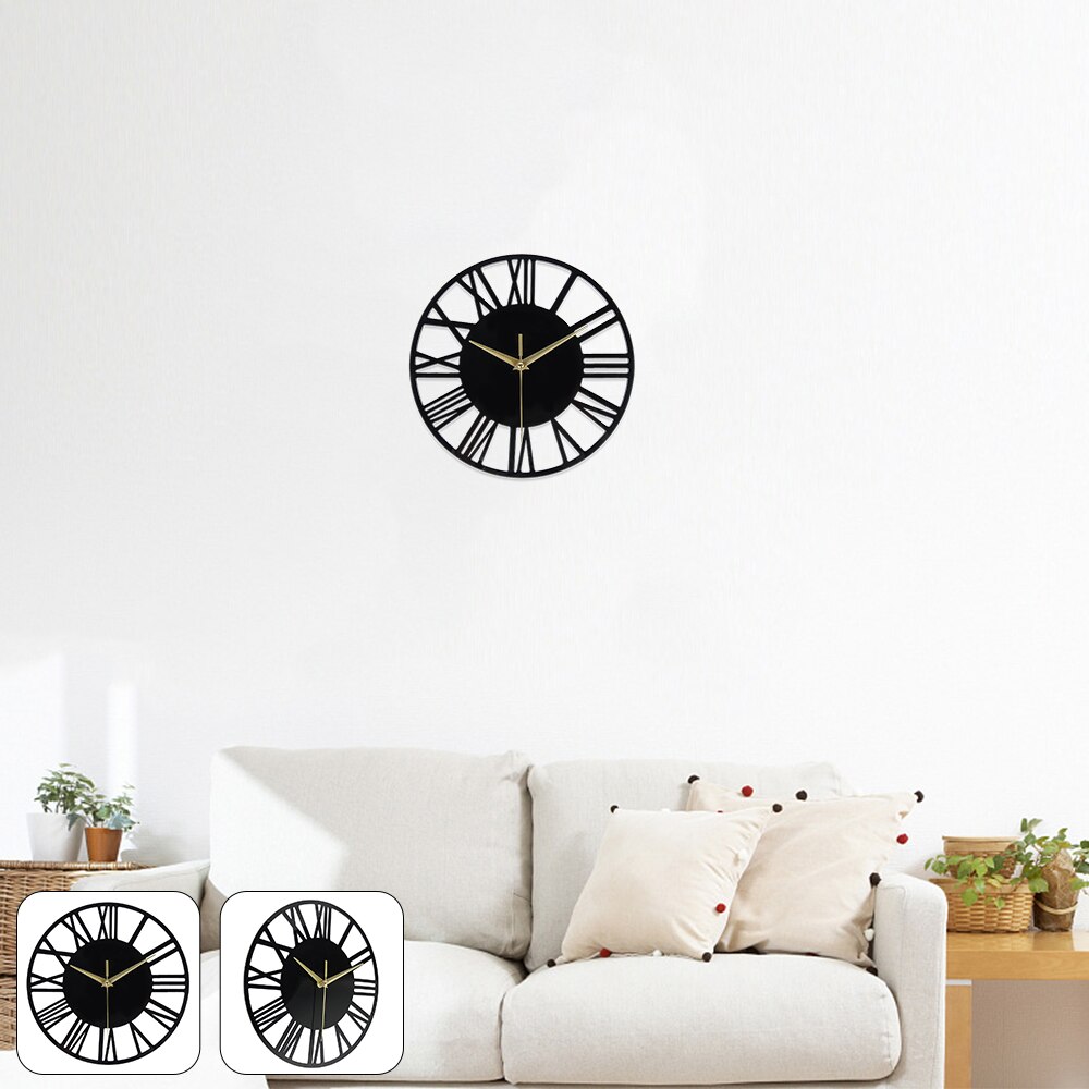 Nordic Metal Roman Numeral Wall Clocks Retro Iron Art Black Gold Large Hanging Ornament Home Decoration Big Wall Clock Garden