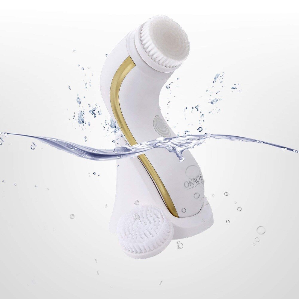 OKACHI GLIYA-cepillo eléctrico de limpieza Facial, limpiador de poros profundo, herramienta de belleza, resistente al agua, recargable por USB, dorado