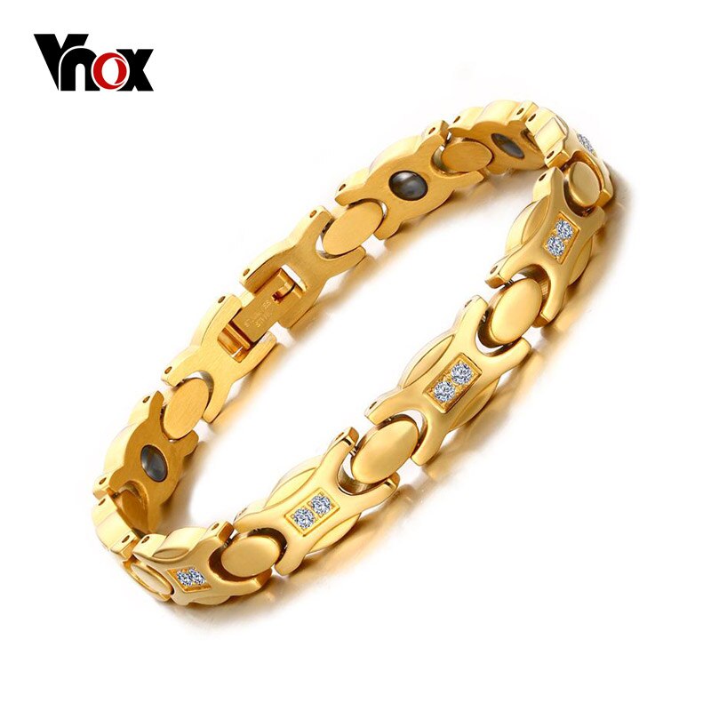 Vnox Amore Braccialetto dell'involucro femme Gioielli in Oro-colore Magnete Fatti A Mano Catena di Lunghezza Regolabile