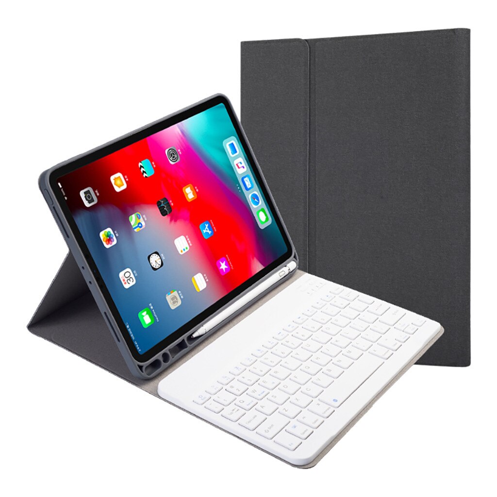 Keyboard Case for iPad Pro 11 inch Support for Apple Pencil Charging Detachable plastic Bluetooth keyboard case: Black