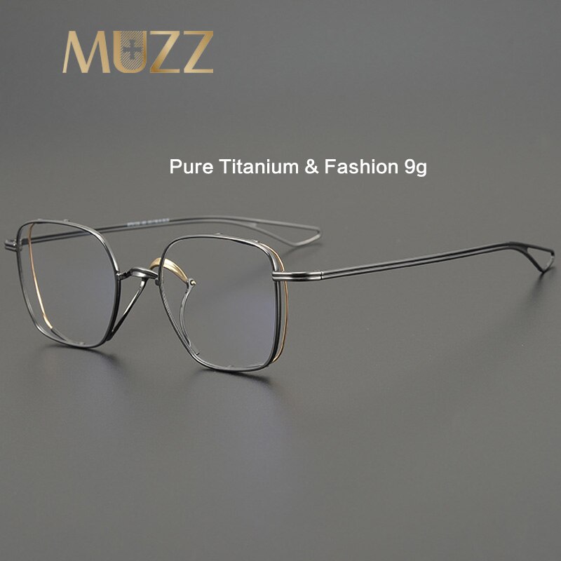 Pure Titanium Men Myopia Glasses Frame Square Optical Prescription Eyeglasses Japanese Handmade Gold-Rimmed Ultralight Eyewear