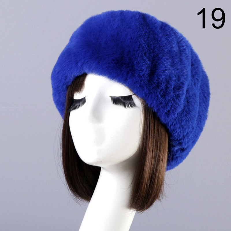 Winter Elastic Earmuffs Turban Thick Furry Hairband Fluffy Russian Faux Fur Women Fur Headband Hat Outdoor Earwarmer Ski Hats: 19