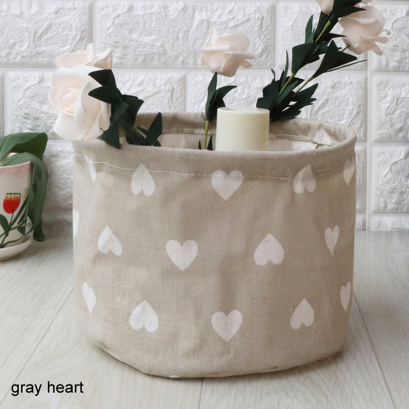 Huishoudelijke Draagbare Opvouwbare Desktop Desktop Opslag Mand Cartoon Afdrukken Speelgoed Opbergtas Kleine Voorwerpen Opbergdoos: gray heart