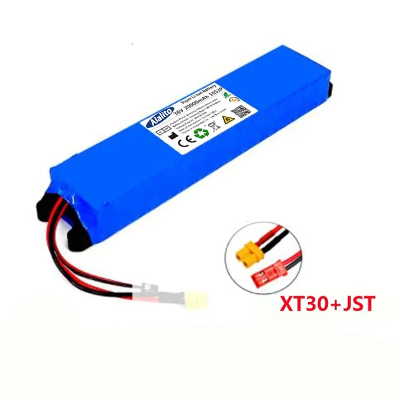 Paquete de batería de litio 2024, 36V, 20Ah, 18650, 10S3P, 20000mah, 500W, mismo puerto, 42V, para batería de energía M365 con BMS: Negro