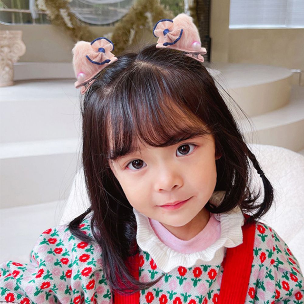 Pinzas para el pelo de felpa con forma de orejas de gato para niños, horquillas con lazo para bebé, accesorios para el cabello, accesorios para fotos, horquillas de bola de felpa