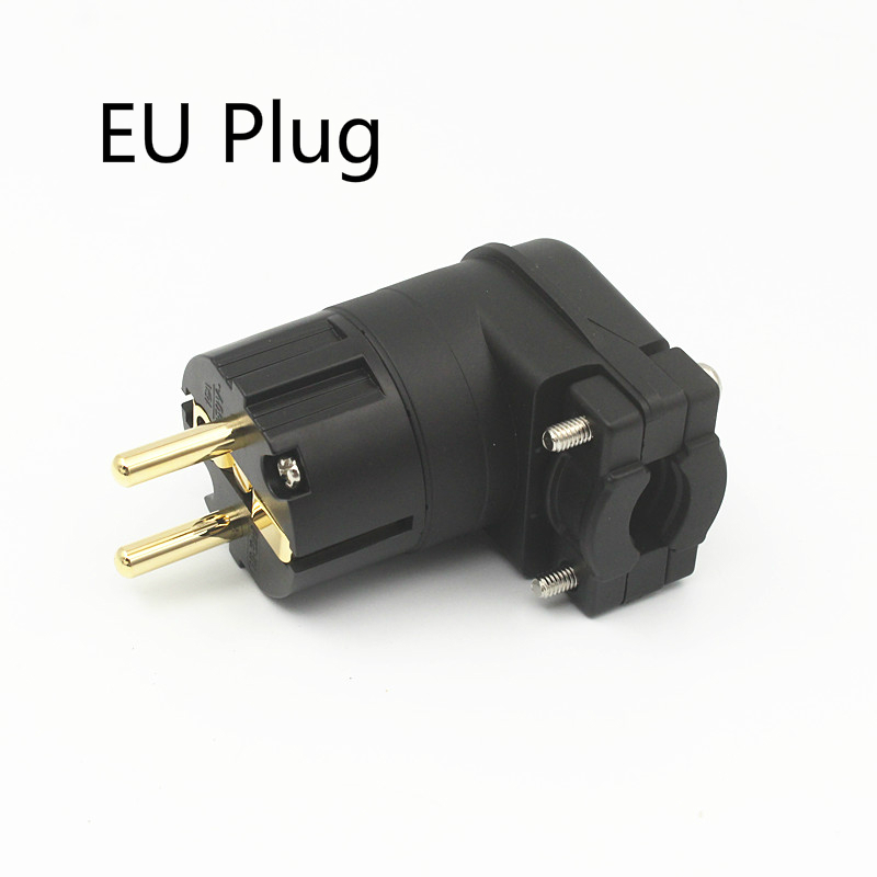 HiFi Audio Power Plug Gold Plated L-shaped Copper IEC Connector EU/US/AU Power Amplifier Adapter: 1Pcs EU Plug