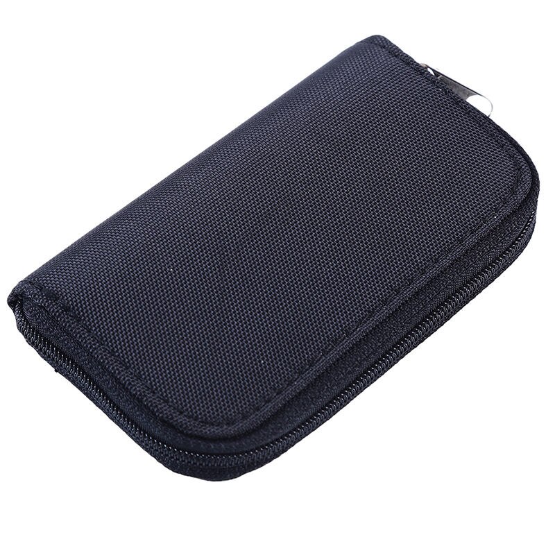 22 Slots Waterdichte Geheugenkaart Opbergtas Portemonnee Card Case Tas Id Houder Sd Micro Kaart Camera Telefoon Kaart protector Pouch: Black