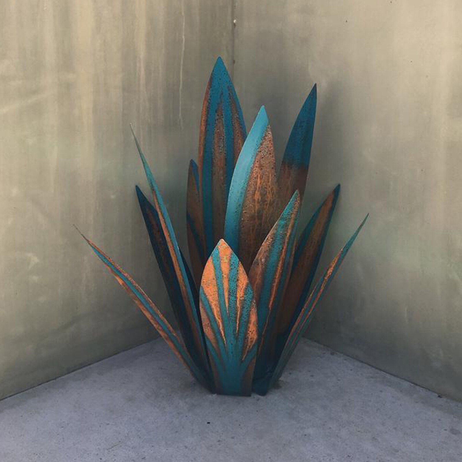 Rustik blå tequila skulptur samling agave plante have dekoration statue