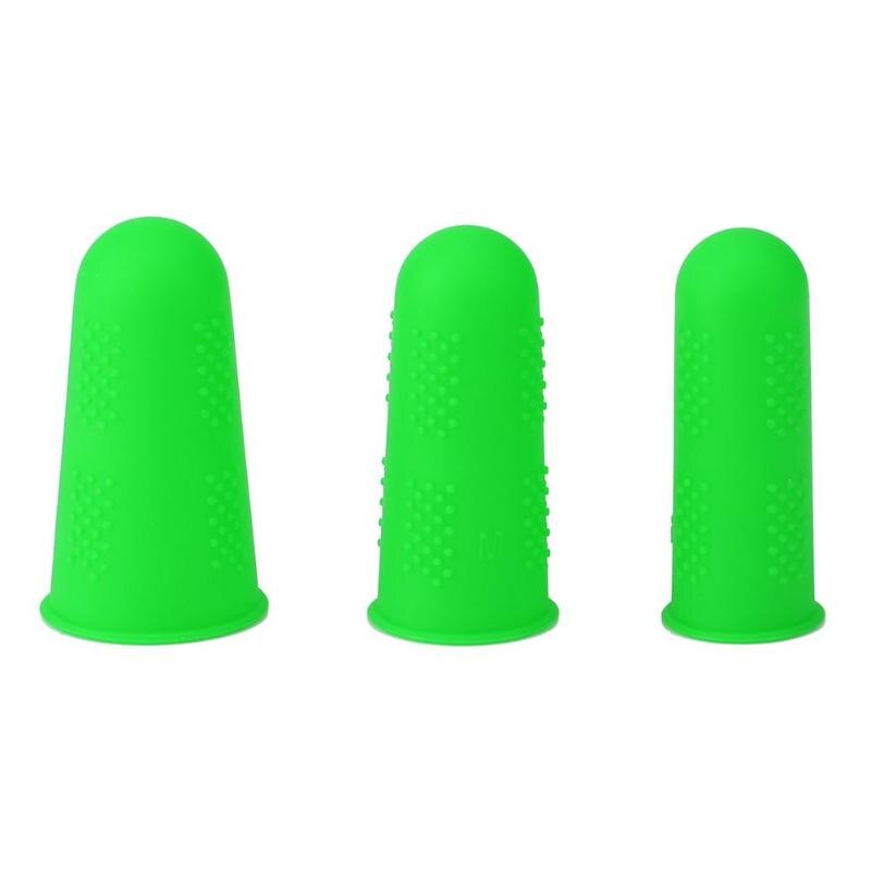 Anti-slip Glue Gun Finger Caps Silicone Finger Cover Protector for High Temperature Resistant Anti-scalding Particles Pitted: green / 5pcs