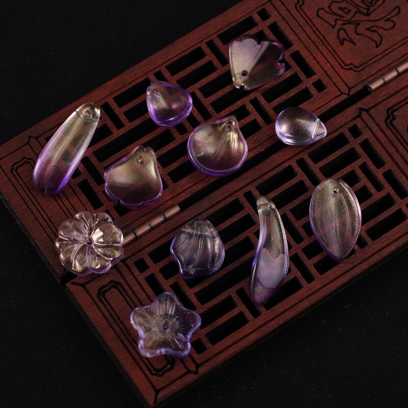 10 st kronblad lampwork pärlor flerfärgade glaspärlor för smycketillverkning handgjorda gör-det-själv-håraccessoarer sömnadstillbehör