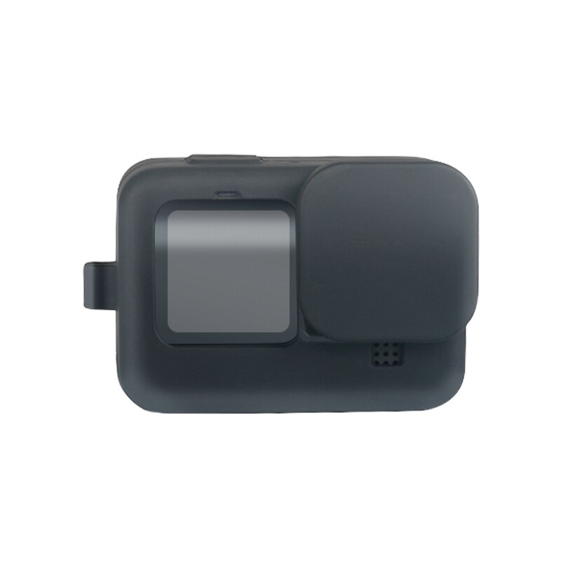 Housse de protection en Silicone pour caméra GoPro Hero 9, étui à manches noires, cadre avec lanière, accessoire,: Black