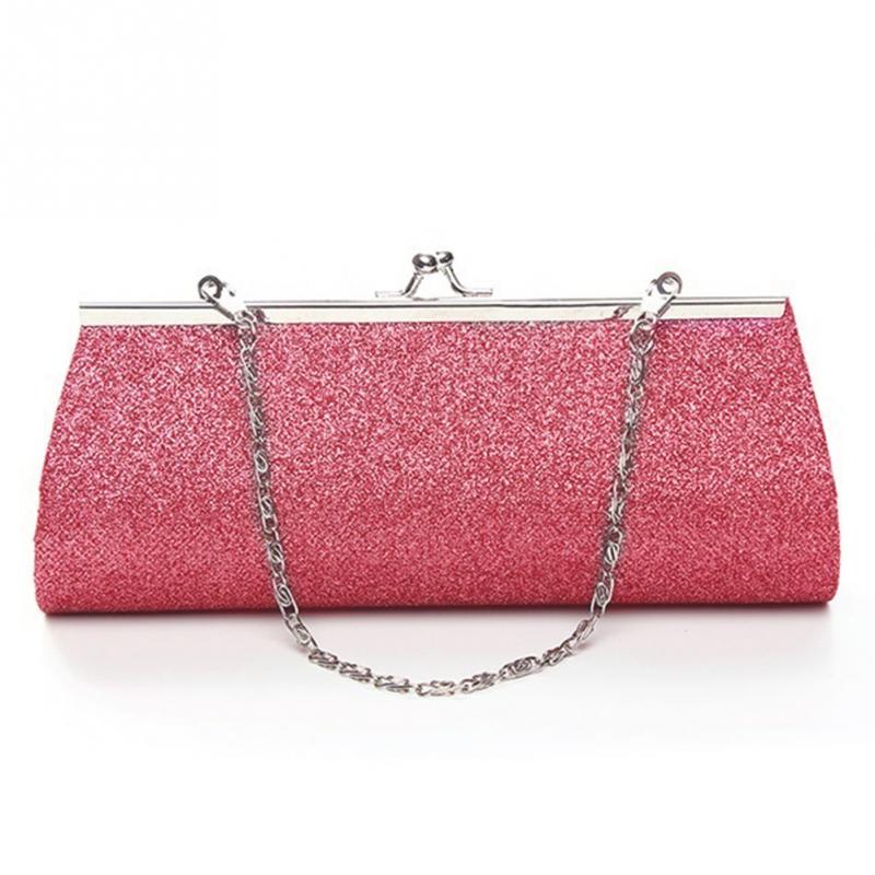 Neue Dame Frauen glänzend funkeln ClutchPurse Tasche Abend Party Hochzeit Braut Bankett Handtasche Schulter Tasche mit der Kette: Rosa