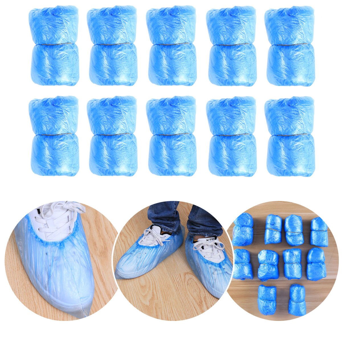 100pcs Shoe Cover Carpet Cleaning Disposable Polyethylene Plastic Shoe Covers Overshoes for Rain Day A35