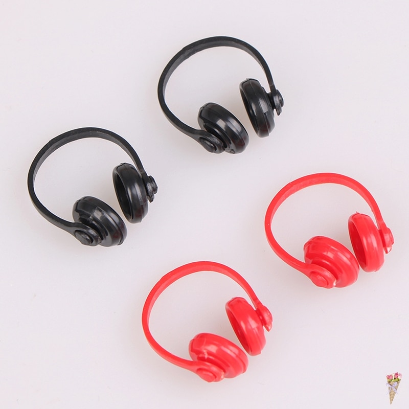 2Pcs 1/12 Headphone Doll House Decor Classic Toys For Child Kids Dollhouse Miniatures Plastic Wireless Earphone 2Colors