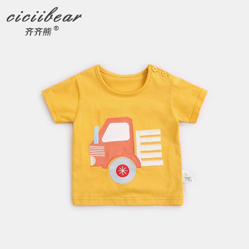 Ciciibear Baby Zomer Korte Mouwen Katoenen Shirt Jongen Dragen Ronde Hals T-shirt Jongens Meisjes Auto Afdrukken Singlet