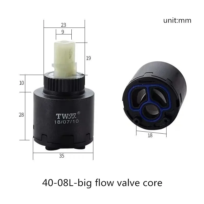 Cartouche en céramique pour robinet, 25mm/35mm/40mm, cartouche pour centre commercial, cuisine, bain, bassin, accessoires de douche: Clair