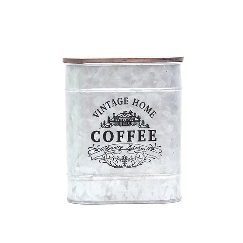 Retro nostalgisk järnlåda tretäcke te kaffe socker förvaringsburkar vintage godis diverse saker kan: Kaffe