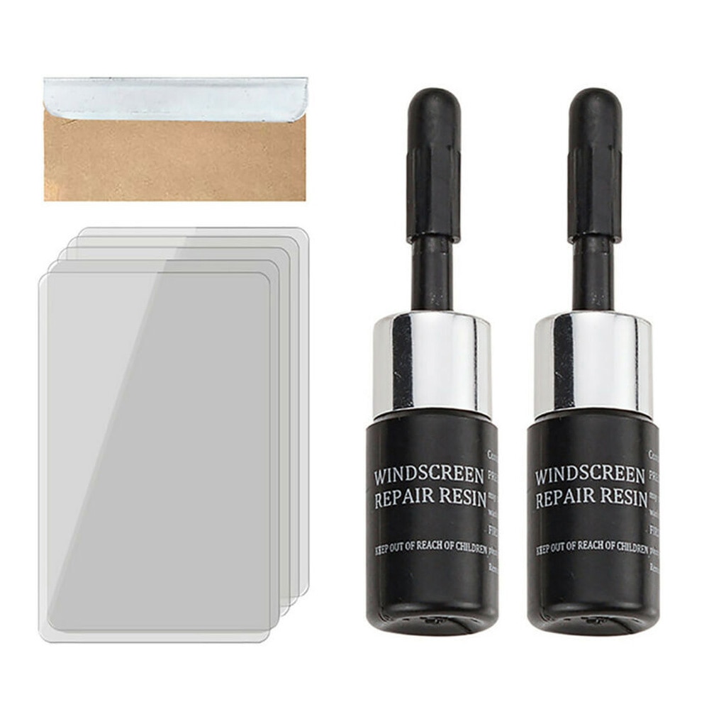 Kit de resina de reparación de vidrio para parabrisas de coche herramienta de fijación de ventana de vehículo fácil de usar y utilizar cinta transparente para prevenir