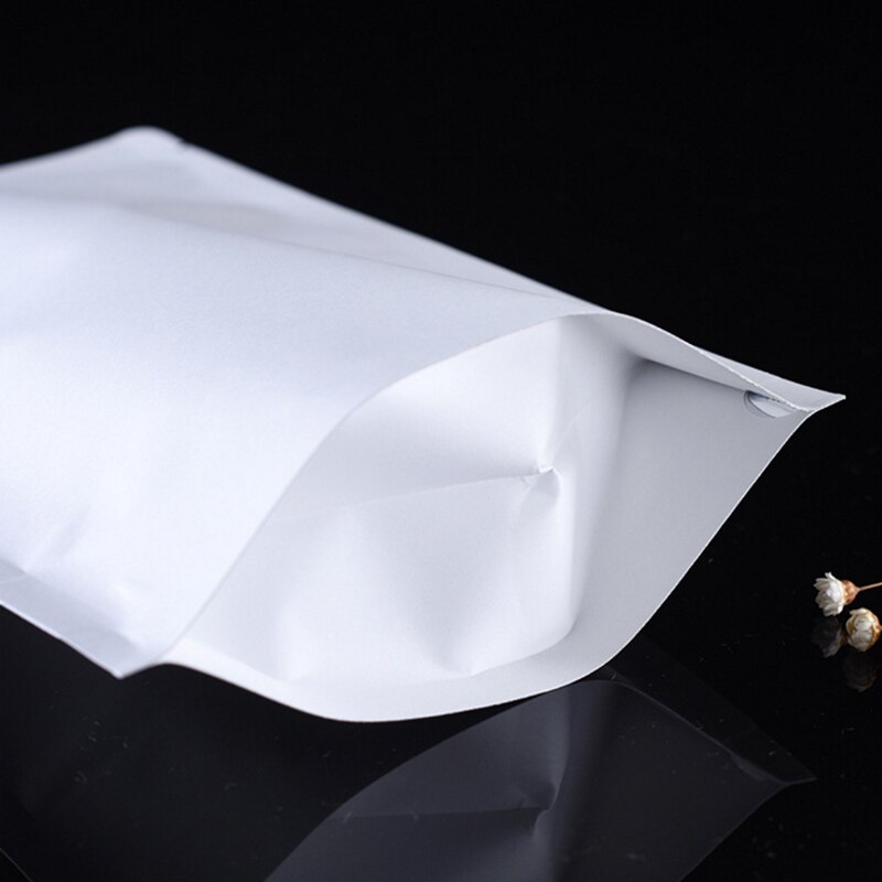 50pcs/lot White Aluminum Foil Self Sealed Packaging Bags Coffee Bean Baking Food Bag