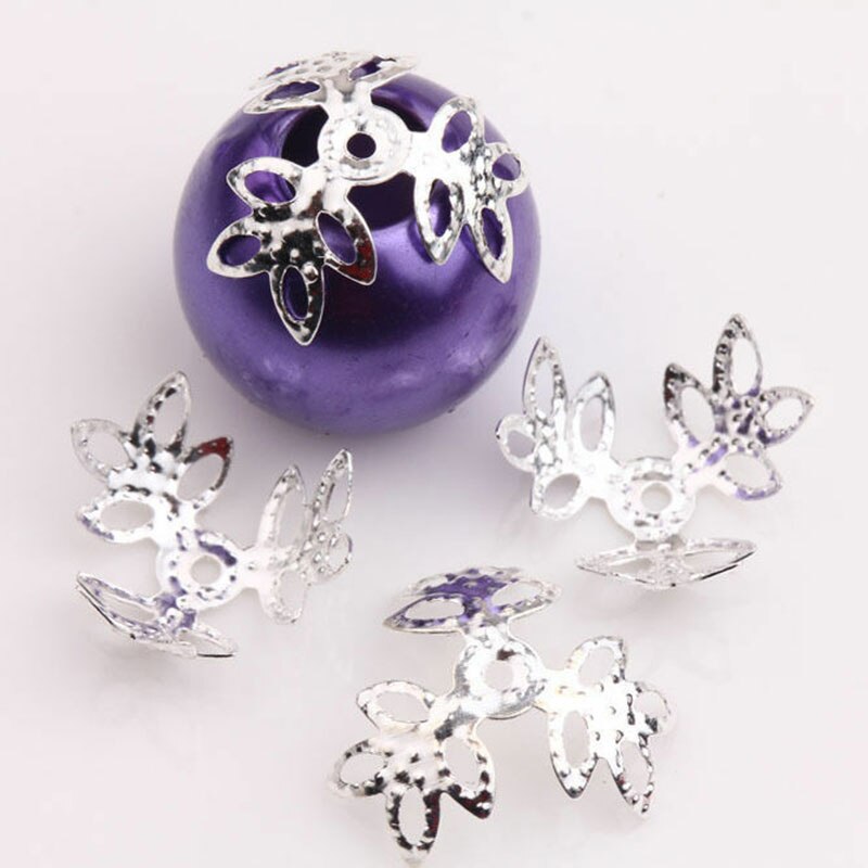 100Pcs Kleeblatt 18mm Filigree Bead Caps für Schmuck Machen Blume Perlen Kappen Erkenntnisse Diy Armband Ohrringe Zubehör