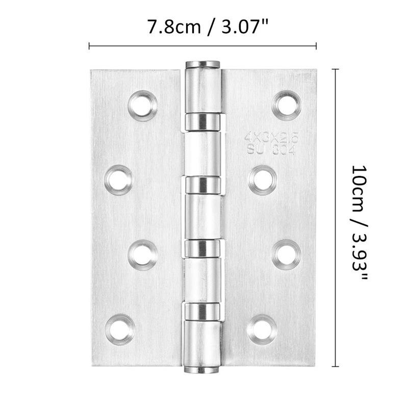 2pcs Stainless Steel Hinges Ball Bearing Door Hinges Non-Removable Pin Room Wood Door Hinges Silver Hinges