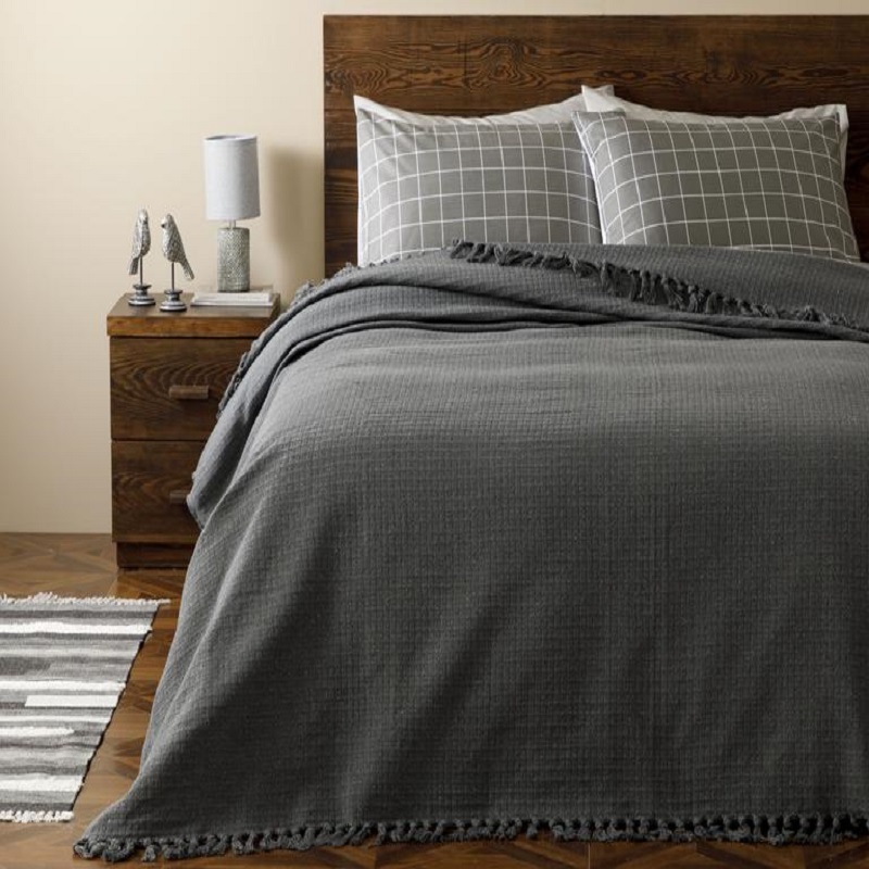 Engels Thuis Plaid Katoen Dubbel Bed Cover 240 X260 Cm Navy Blauw/Bordeaux/Grijs Dubbele, Katoen