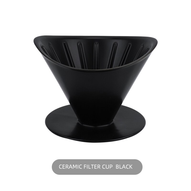 Japanese Style 2cups Hand Drip Coffee Filter Pour Over Coffee Brewer Cup and Saucer Ceramic Coffee Tea Mug Espresso Cup: black