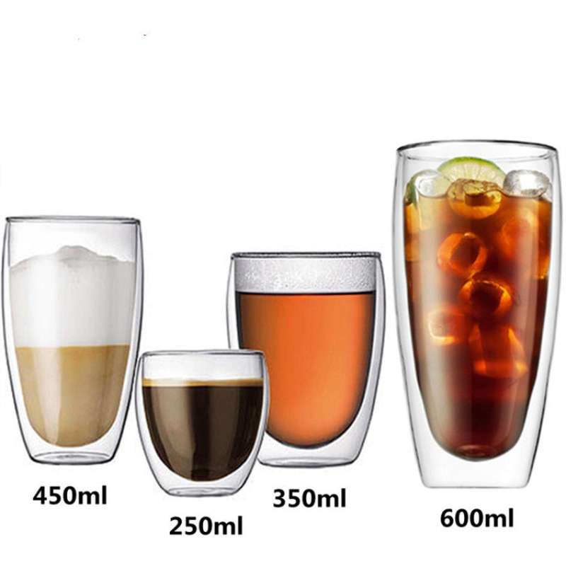 Double Wall Glass Cup Coffee Cups Glass Tea Transparent Cups Tea Cup Set Glass Coffee Cup Set 1pc/2pc/4pc/6pc