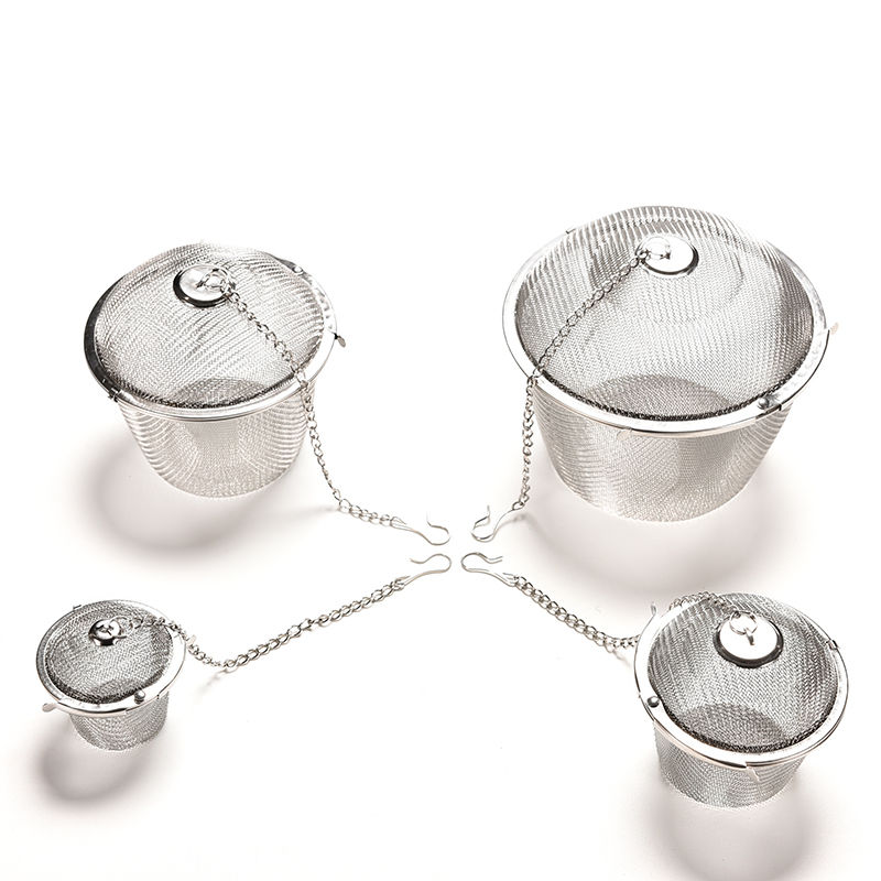 4 størrelser krydder krydderpose te sil lenket lokk rustfritt stål mesh ball te kaffe filter kurv infusjonsverktøy