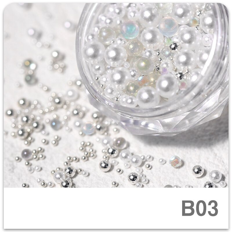 1 æske bittesmå ab krystal rhinestones til negle skinnende kaviar perler mikro glaskugler mix størrelse charme perler holo nail art dekorationer: B03