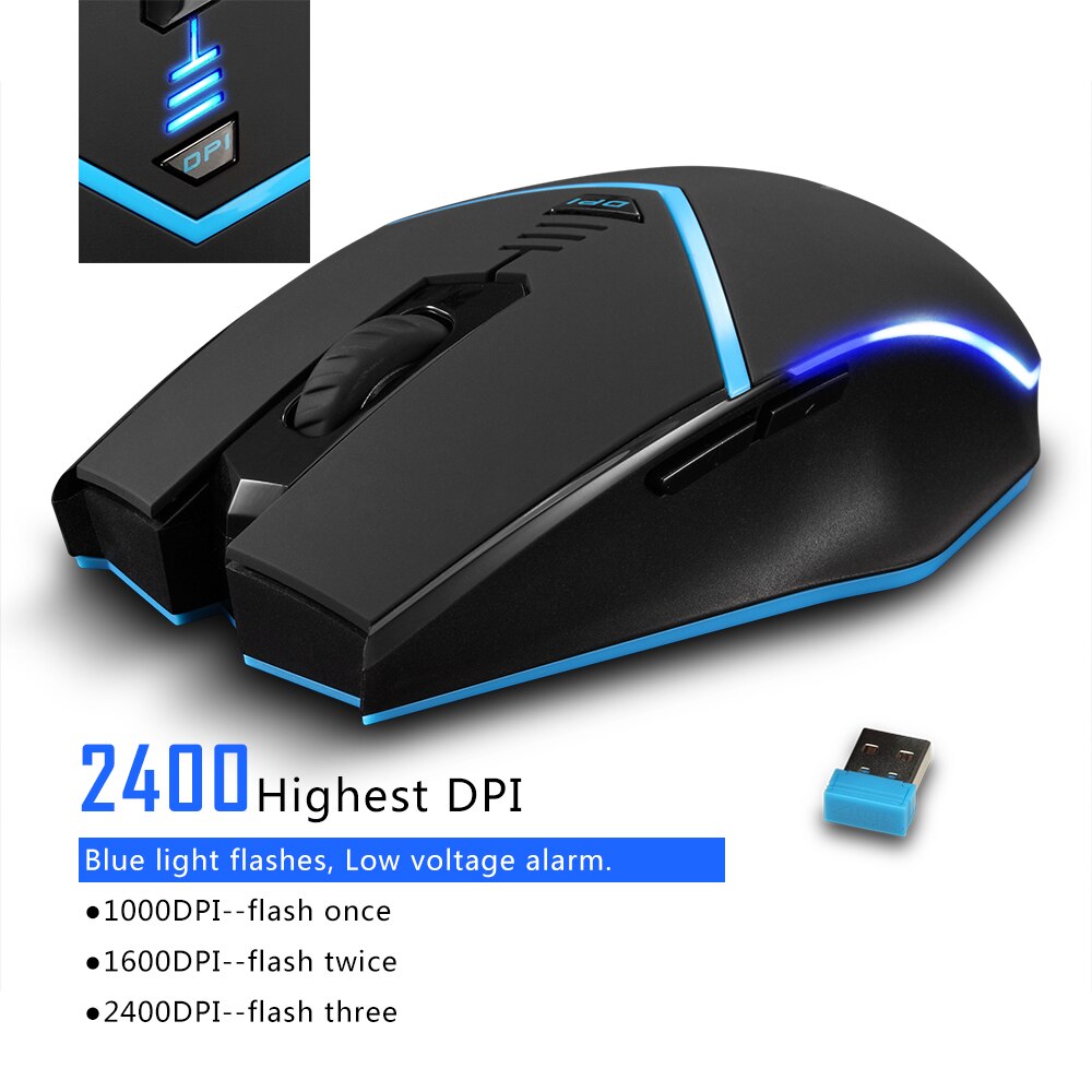 Wireless Gaming Mouse Computer Wireless Receiver Mouse PC Mause Ergonomic Mouse 2400DPI Blue Light USB Optical Mice For Laptop