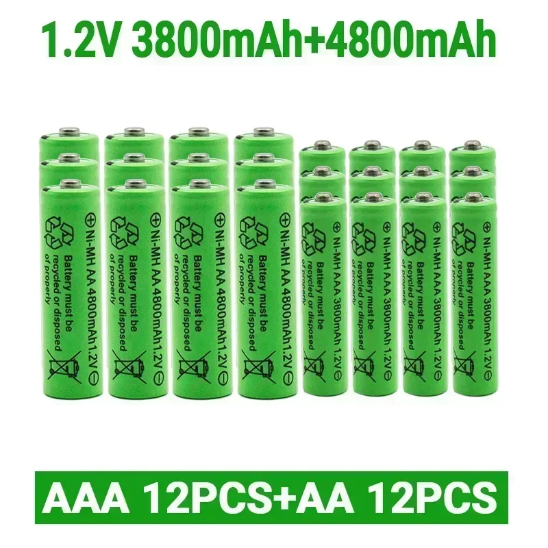 1,2 V AA 4800 mAh oplaadbare NI-MH-batterijen + 1,2 V AAA 3800 mAh oplaadbare batterij NI-MH-batterij