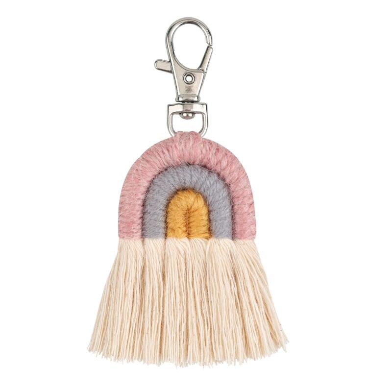 Weven Regenboog Sleutelhangers Handgemaakte Auto Sleutelhanger Dames Auto Bag Charm Accessoires: KEY73
