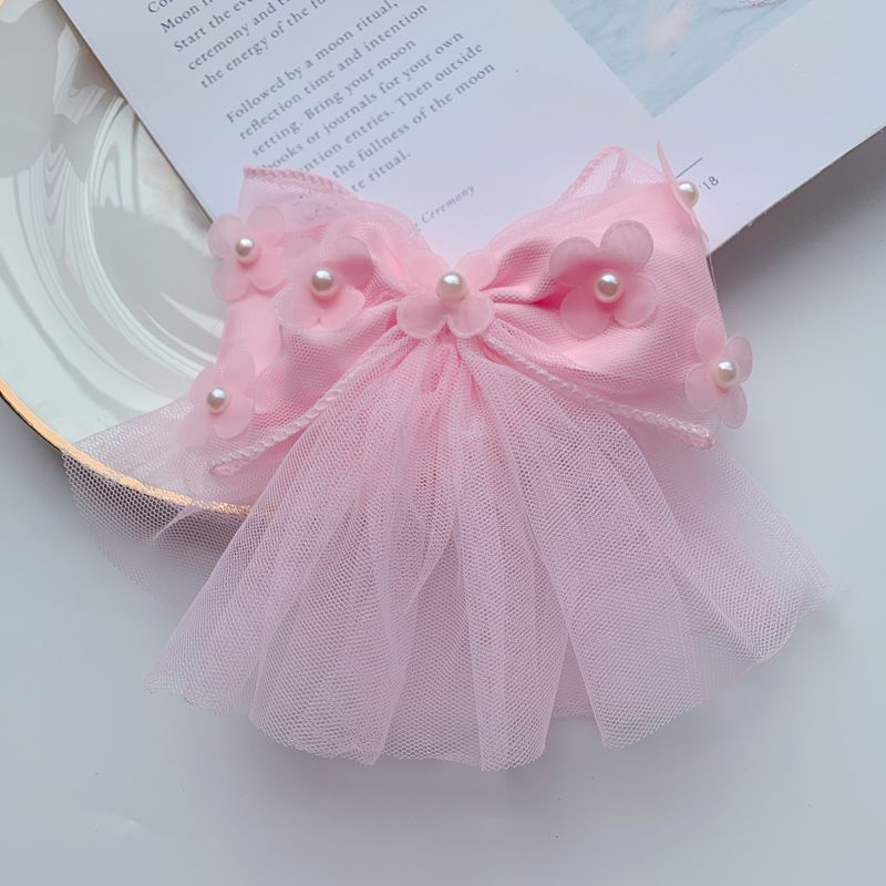 Kinderen Haar Accessoires Grote Haarspeld Mesh Boog Knoop Vier Blad Bloem Half Parel