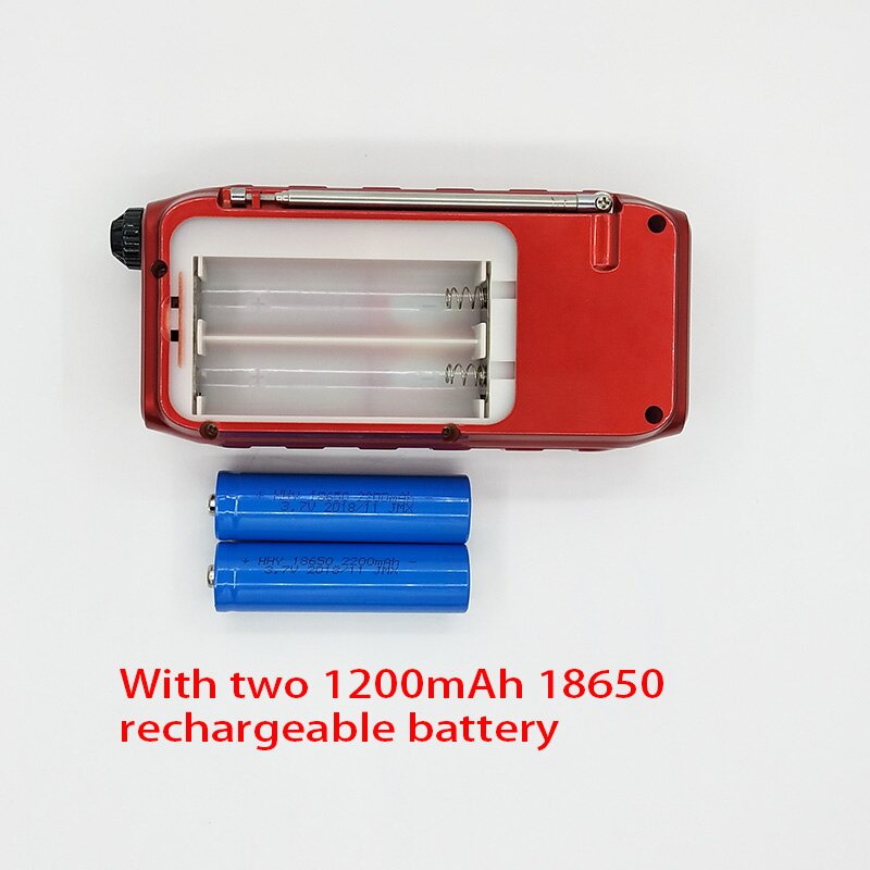 T -889 bærbar radio 70-108 mhz håndholdt digital fm usb tf tidsur  mp3 afspiller højttaler understøtter to 18650 genopladeligt batteri: Med 2 batterier