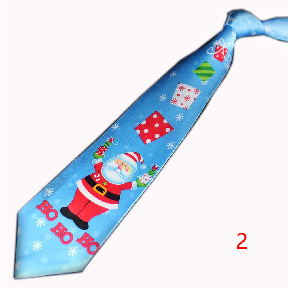 Tryckt julslips 9.5cm träd nyhet slips röd jultomte snöflinga slips för festival jul tyg slips