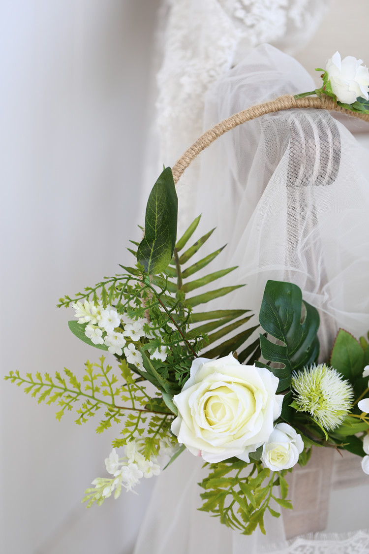 Peorchidée vert blanc Rose porte de mariage couronne florale cerceau Bouquet moderne mariage fleurs Bouquet nuptiale douche église décor