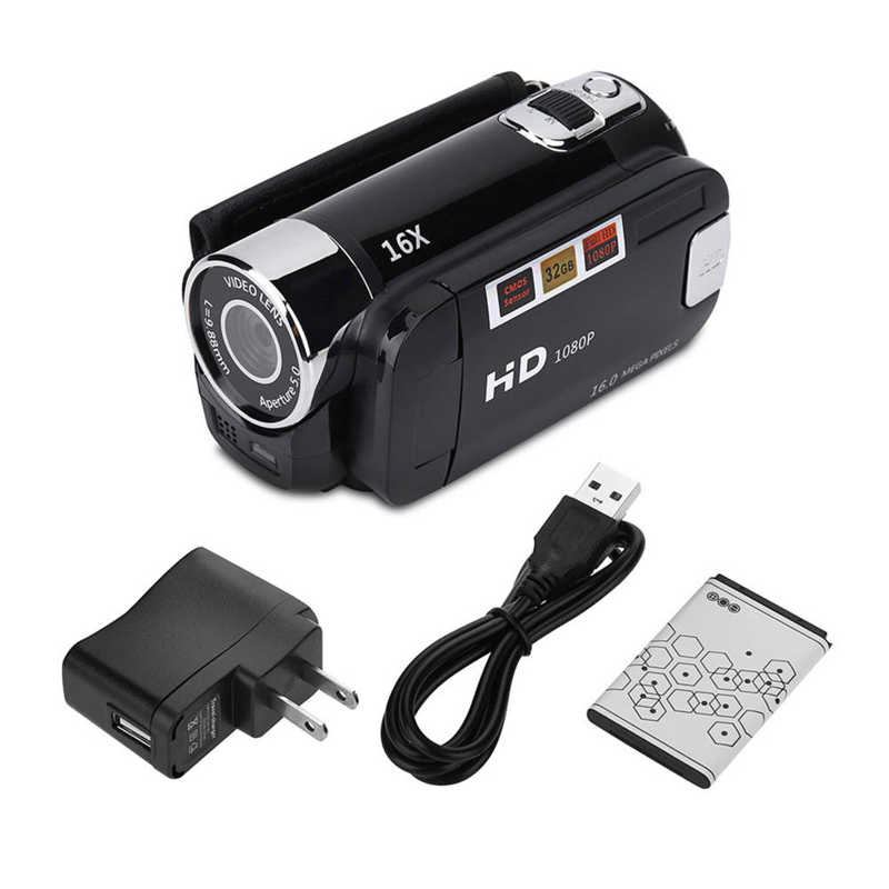 Schermo da 2.4 pollici videocamera HD 640x480 HD 16X videocamera DV digitale ad alta definizione videocamera Vlog per Picnic all'aperto per feste a casa: Black US Plug