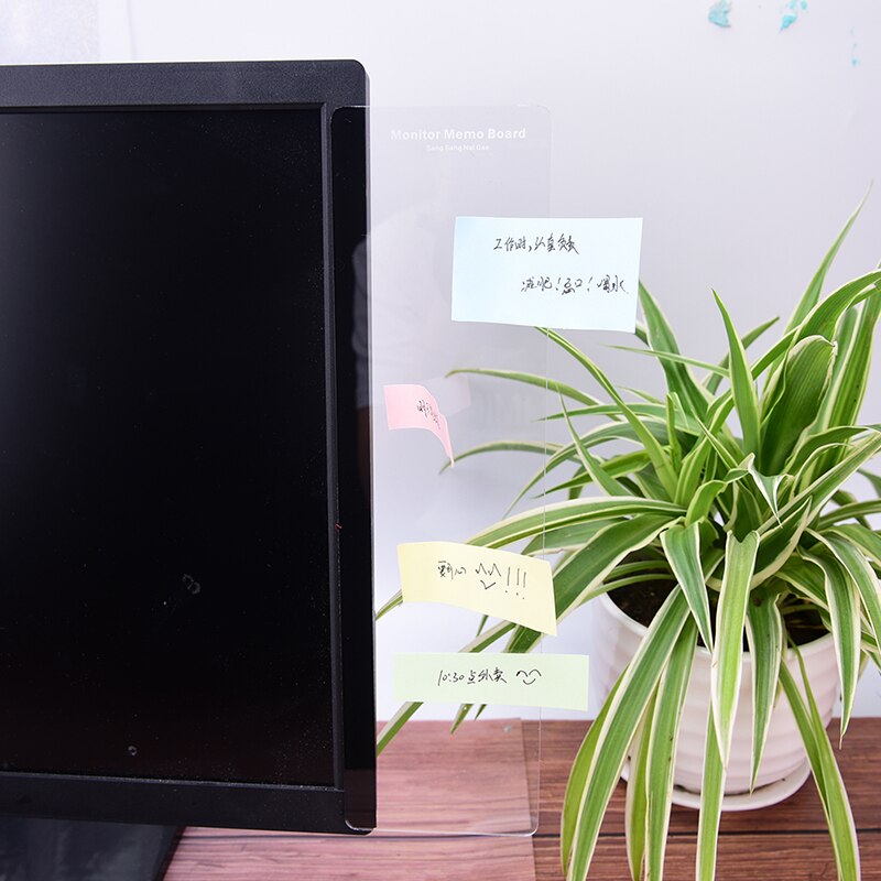 1 st Kaarthouder Computer Moniter Side Memo Pad Board Note Board Transparante Plastic Lijm Board
