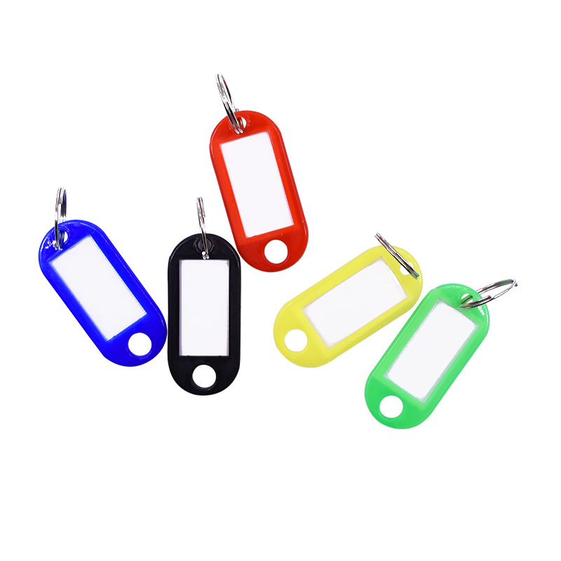 50 stk/parti nøgle id etiket tags plast nøglering nøgle tags id etiket brugerdefineret split ring bagage bagage tags nøglering nøglering nøglekort