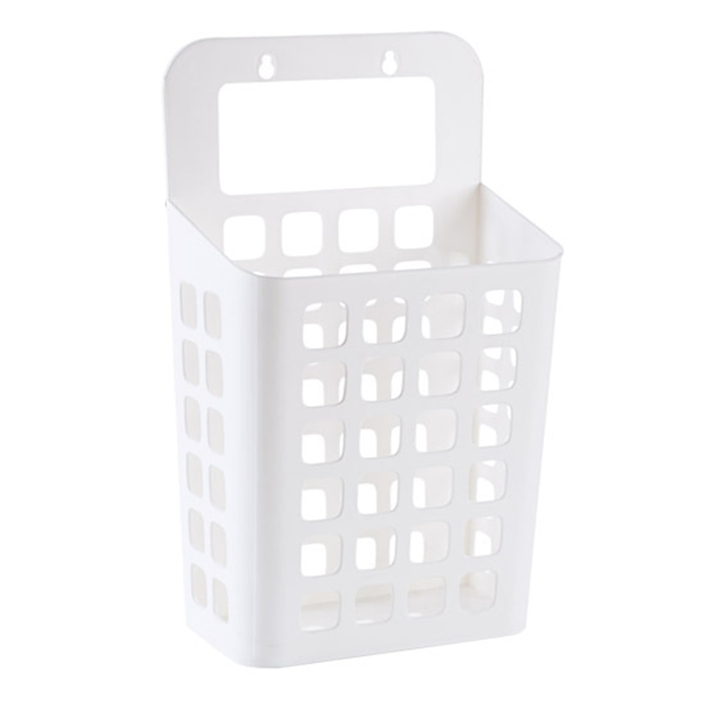 Panier à linge en plastique creux | Ventouse, panier à linge en plastique, jouet vêtements sales, organisateur de la maison, panier ajouré ventouses simples et élégantes: WHITE