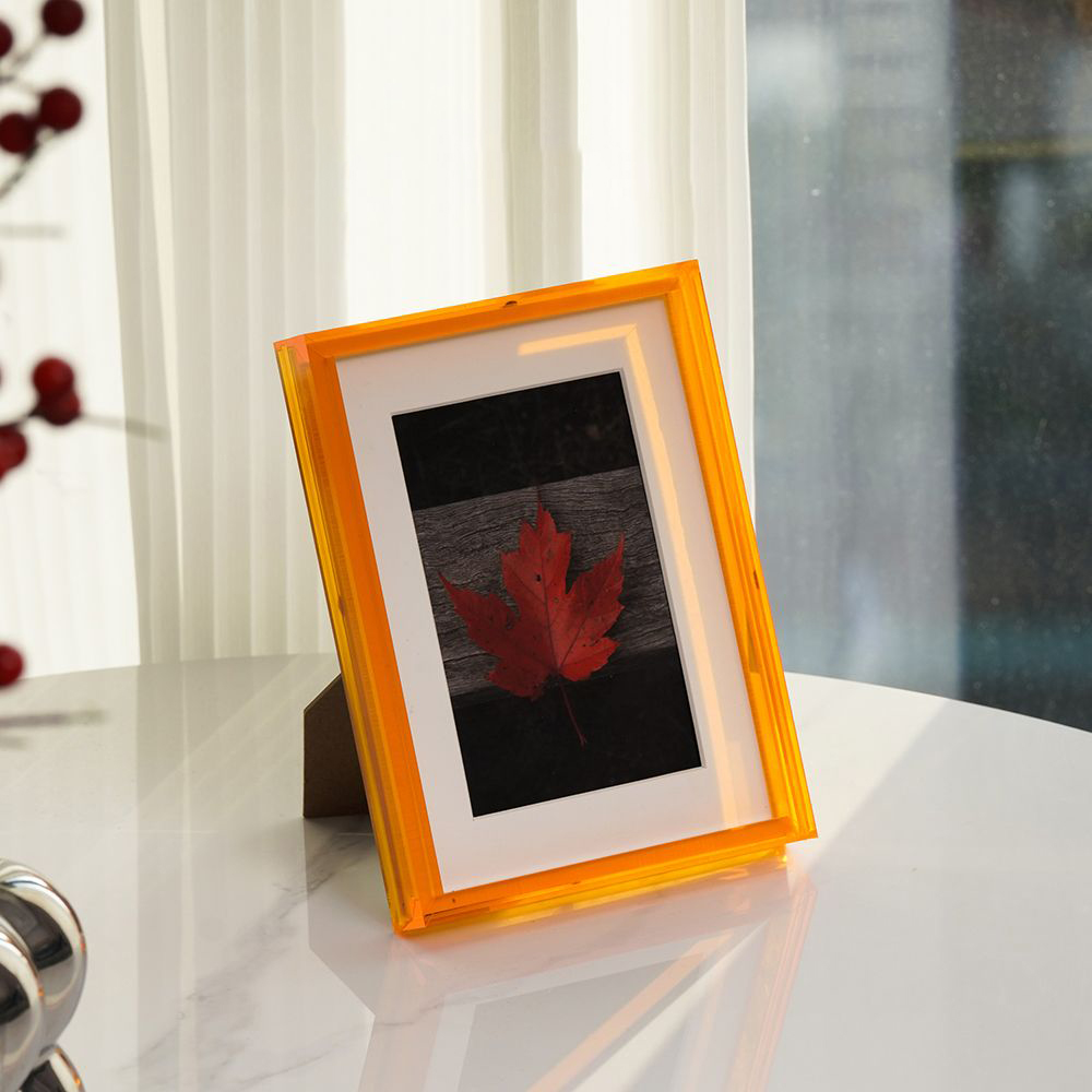 Cadre photo en acrylique néon, cadre photo décoratif, bureau à domicile, chambre à coucher, présentoir de galerie britannique, couleur vive: 7 pouces / WHITE