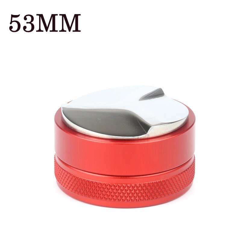 51/53mm Adjustable 304 Stainless Steel Coffee Espresso Tamper Macaron Convex Four Angled Slopes Base Trefoil Distribution Tool: Red(53mm)-A