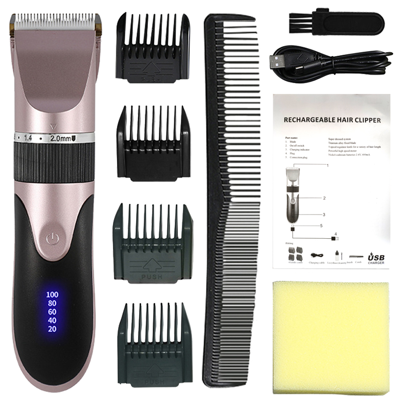 Professionele Tondeuse Mannen Kapper Baard Trimmer Oplaadbare Keramische Mes Haar Snijmachine Volwassen Kid Kapsel Low Noise: pink NO Box