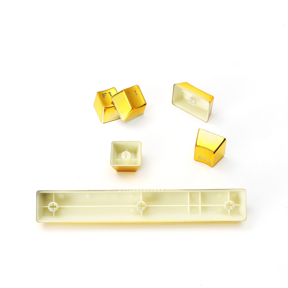 Teclas metálicas galvanizadas de Color dorado, 104 teclas, 87 teclas, 81 teclas para teclado mecánico retroiluminado, PBT, doble disparo bicolor