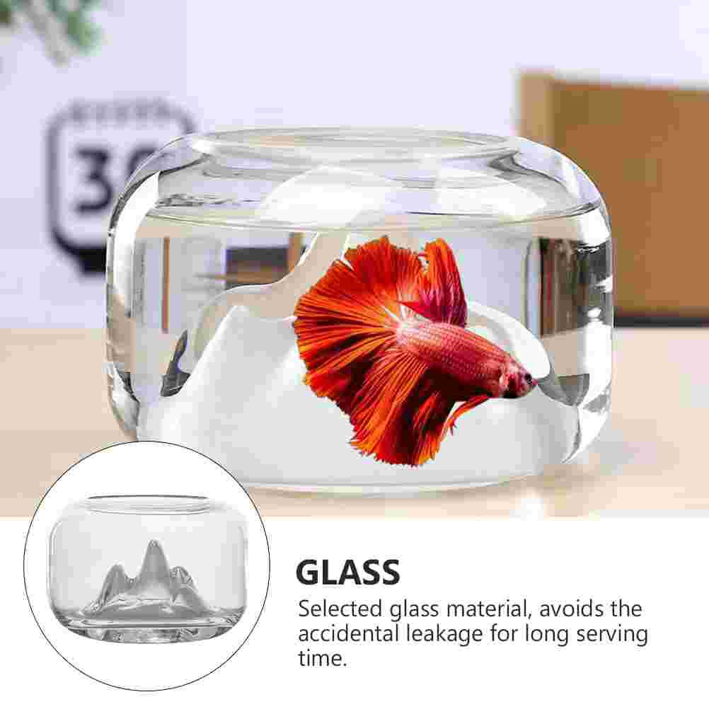 1Pc Desktop Fish Tank Decorative Glass Aquarium Hydroponic Tank (Transparent)