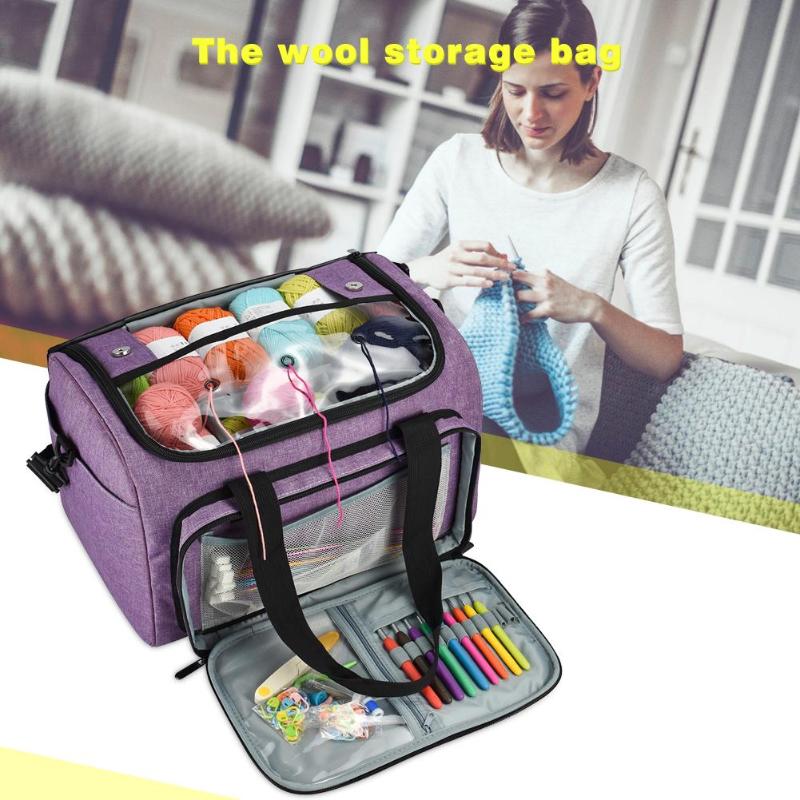 Knitting Organization Crochet Hooks Thread Yarn Storage Bag DIY Organizer Holder DIY Apparel Travel Yarn Holder Tote